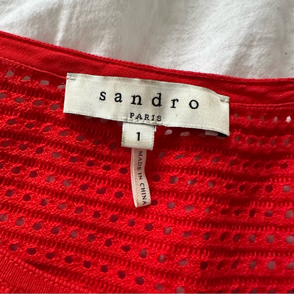 Sandro red pointelle sweater size 1